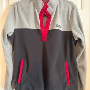 Columbia Men's Gray and Red Sweater